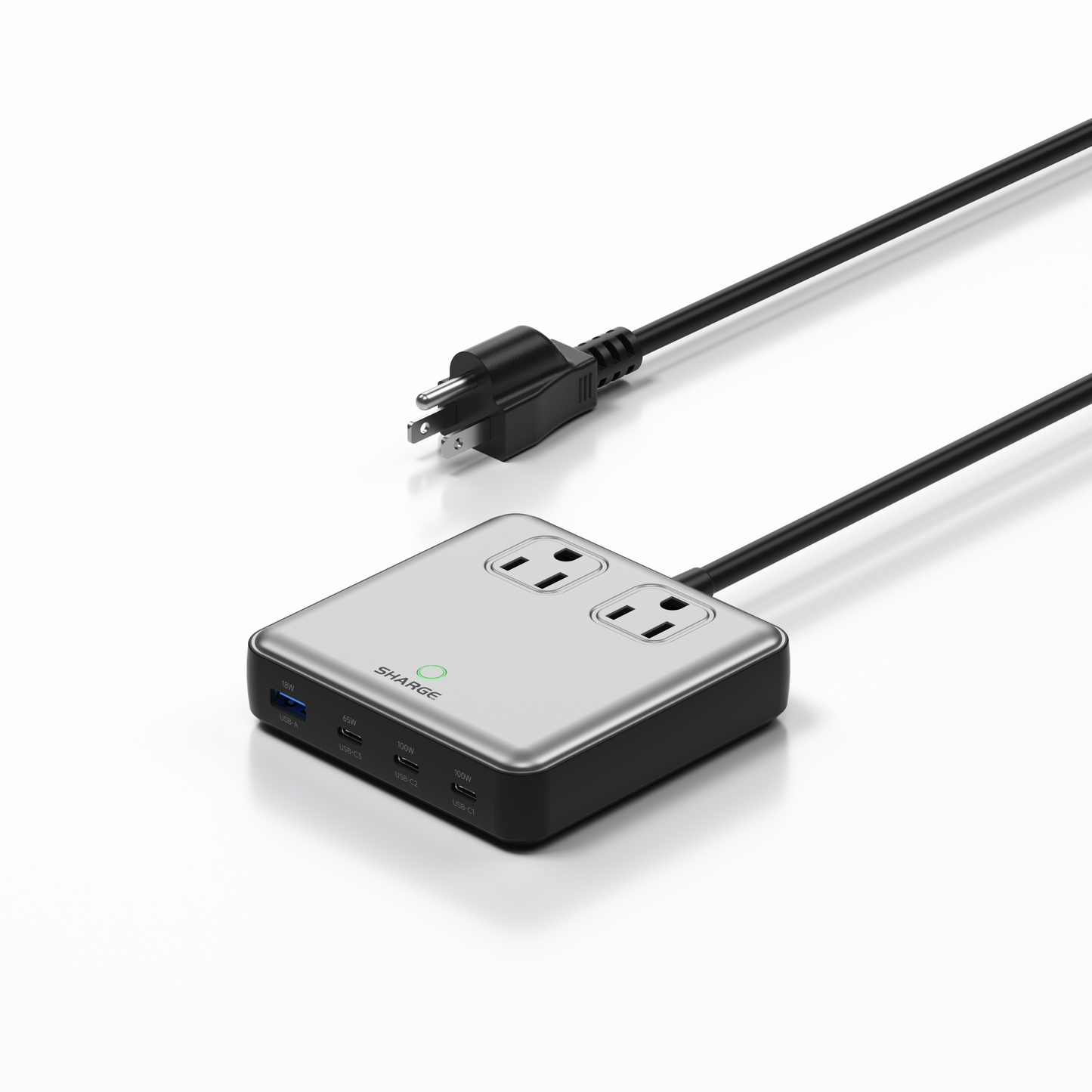 The Sharge 100W Charging Station with its power cable