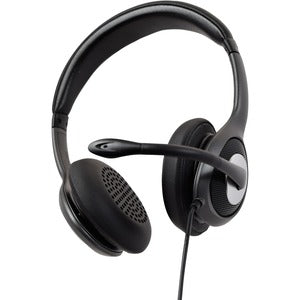 The USB-C Deluxe Headset. An adjustable boom microphone and USB-C cable extend from the left side.