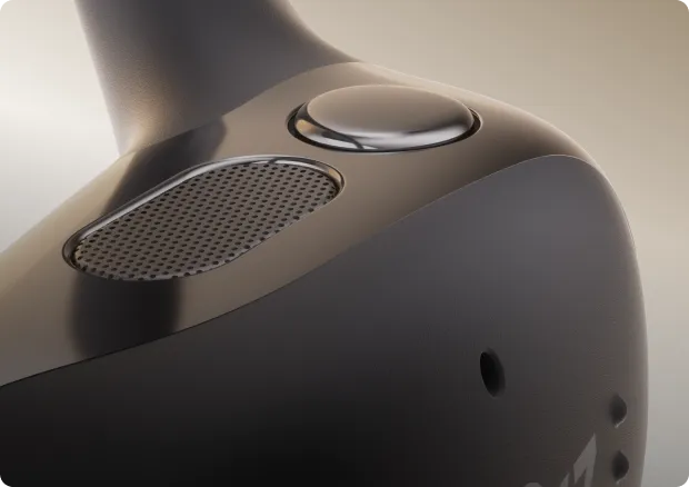 Close-up of the SHOKZ OpenFit 2 earbuds.