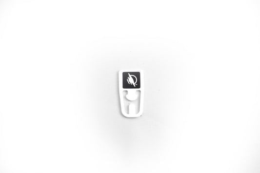 A white clip with a WayAround branded NFC tag integrated into the top of it.