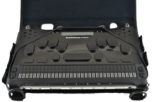 Selvas BrailleSense 6 Mini Fitted Leather Case with straps