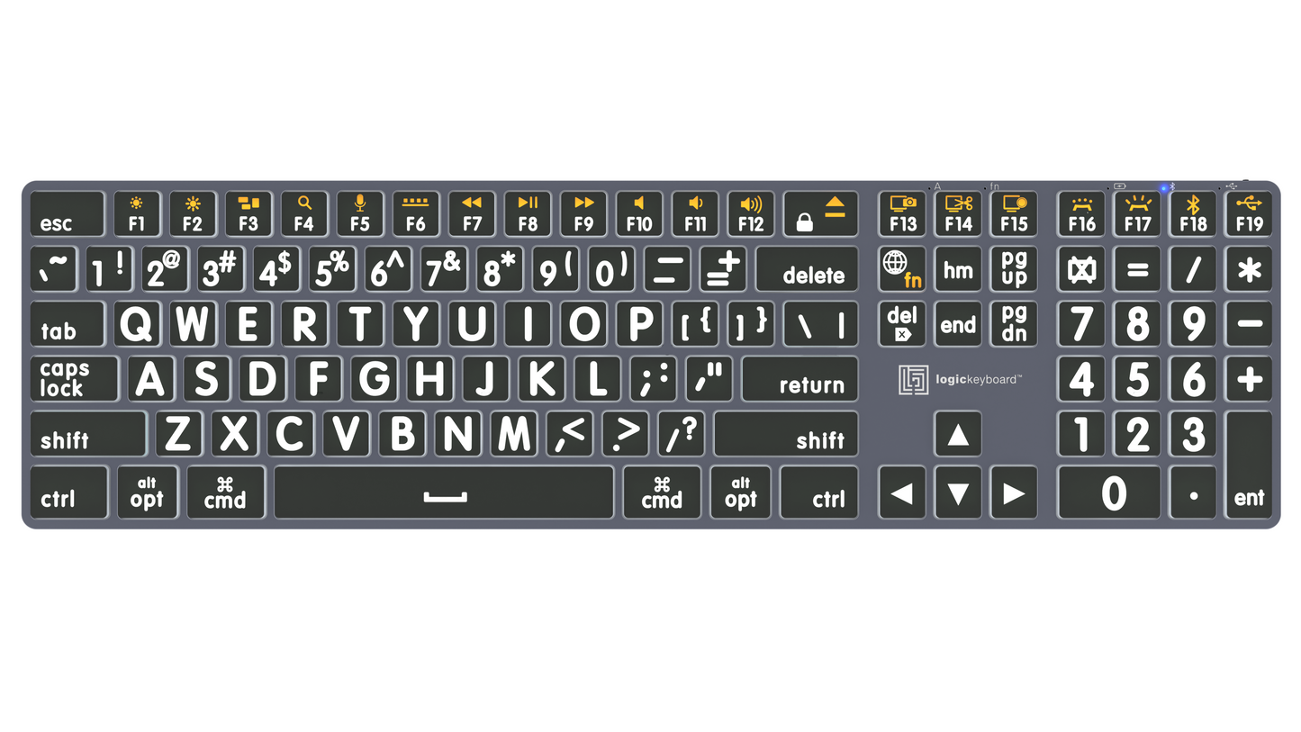 TITAN Large Print Backlit Wireless Keyboard – White on Black