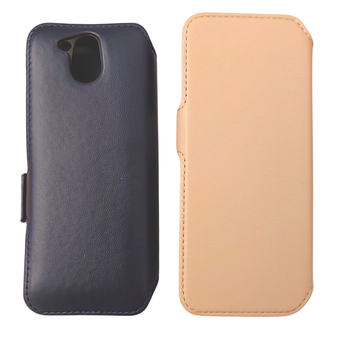 shows two flip cases, the ocean blue from the back and the golden sand from the front