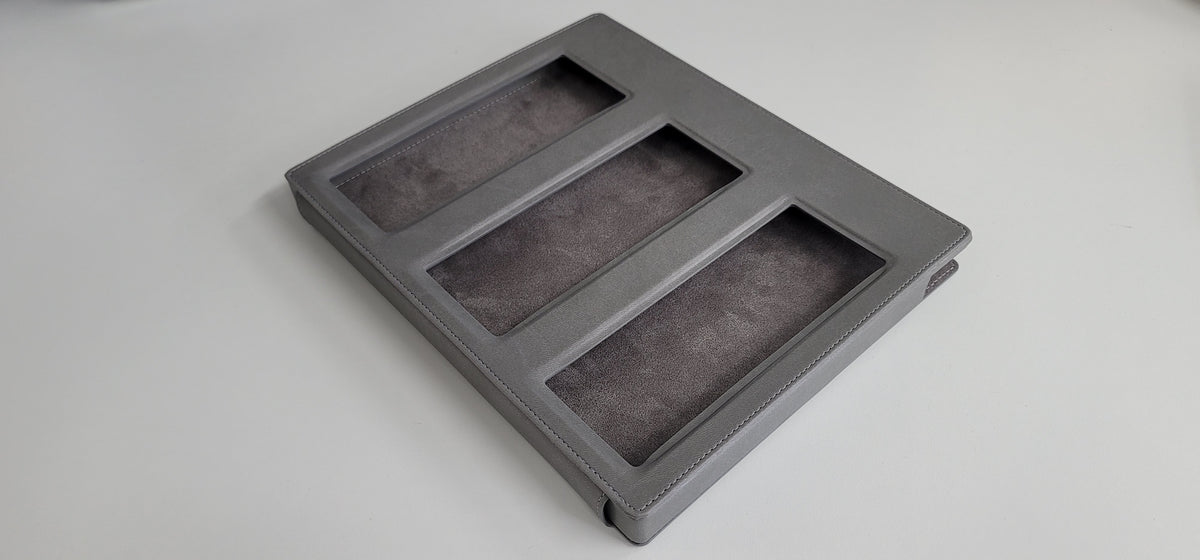 Side view of the closed 3-section case